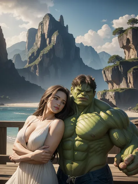 ((("Photorealistic hulk and Wife on Vacation")))
Subject: A captivating photorealistic photograph capturing hulk and his wife enjoying a vacation together in a picturesque setting.
Type of Image: Photorealistic photograph.
Art Styles: Realism, Romantic.
Ar...