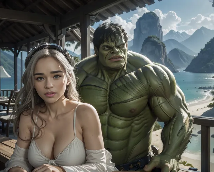 ((("Photorealistic hulk and Wife on Vacation")))
Subject: A captivating photorealistic photograph capturing hulk and his wife enjoying a vacation together in a picturesque setting.
Type of Image: Photorealistic photograph.
Art Styles: Realism, Romantic.sex...