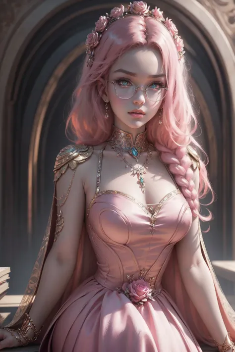 {-erro_de_anatomia:1.0}(best quality,4k,8k,highres,masterpiece:1.2) Anime girl tuxedo with curly rose gold hair and round gold glasses, rose gold eyes. Guviz style art, attractive detailed art style, Charlie Bowater Style, 1 7 - year - old cute anime girl,...