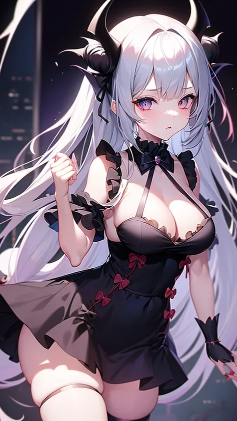 Anime girl with a demonic head and a demonic tail, Devil Anime Girl, Gothic Maiden Anime Girl, Anime Monster Girl, Gwaiz on pixiv artstation, From Arknights, Gwaiz on artstation pixiv, Gwaiz, Gap Moe Yandere Grimdark, Beautiful necromancer girl, Nier 2B, b...