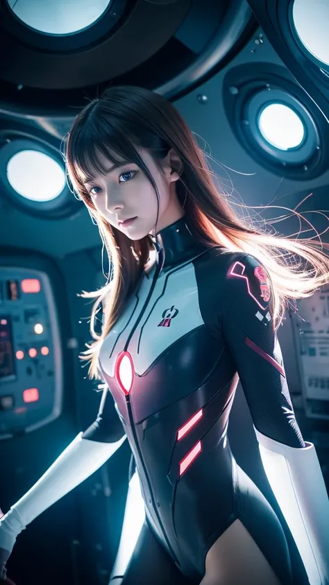 
"She is wearing an anime-style bodysuit with a lot of exposed skin."
"Her entire skin is covered with art paint designed with plant motifs."
"Trapped inside a capsule.
The inside of the capsule has various switches and buttons.
A capsule that looks like a...