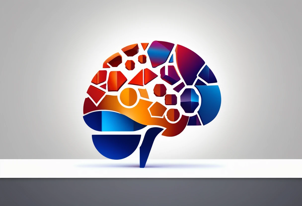 (((logo professional style))), a professional minimalist 3d brain logo of the mentoring called "RV 360º Mentoring":1.4,  em um White background. Minimalist professional 3d logo symbolizing teaching and mental programming in an evolving brain, Plumbing, The...