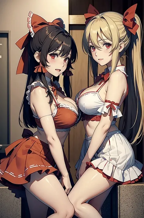 Reimu and Marisa fanning each other with fans