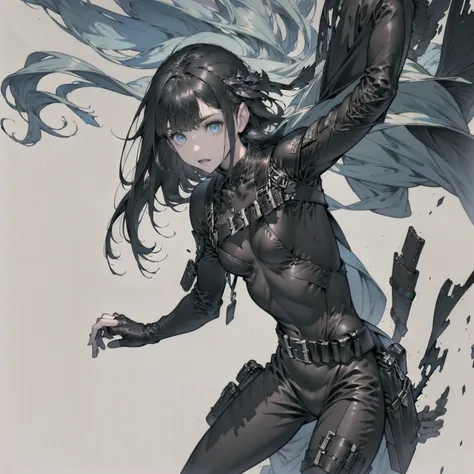 (((custom combat suit)))、beautiful artwork illustration，beautiful digital artwork、(((very long black hair、long hair)))、(((change...