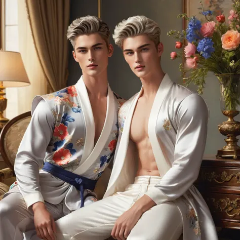 in this breathtaking artwork, miniature doll-sized male models, inspired by the iconic supermodels sean o’pry and lucky blue smi...