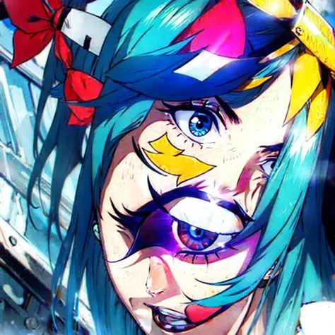 One eyes blue hair