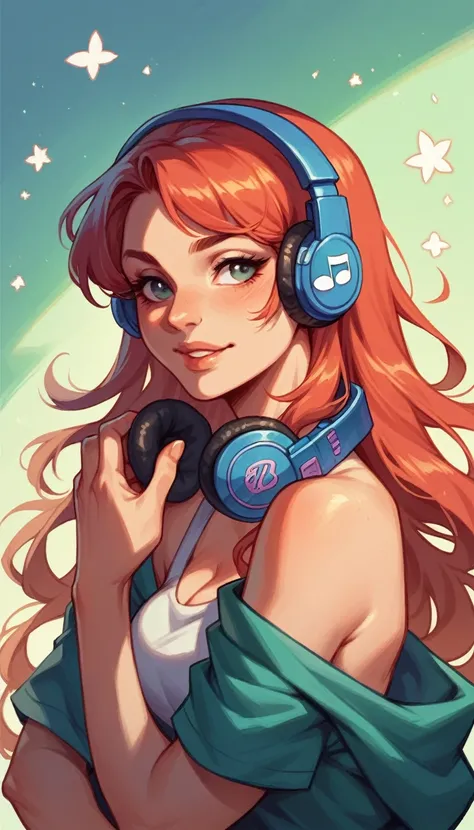 Beautiful girl listening to music with headphones