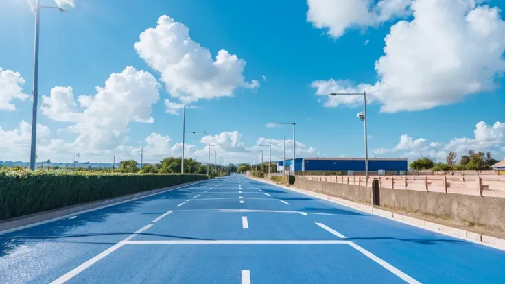 Concrete roads　blue sky　close range