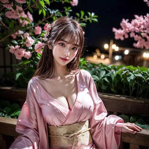 (masutepiece:1.3, Photorealsitic:1.4, 8K), top-quality, ​masterpiece, 超A high resolution, Perfect dynamic composition, Highly detailed skin and facial texture:1.3, A detailed eye, Detailed limbs, Spring Night Fireworks Display, Cherry blossoms are dancing,...