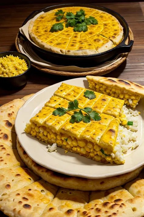 Corn paneer cheese kulcha