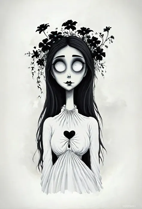 The girl from Guatemala, with its eternal ghostly beauty, all dressed in white with black flowers on her chest. In vaporous form the silhouette slowly disappears. like the dream of love.
