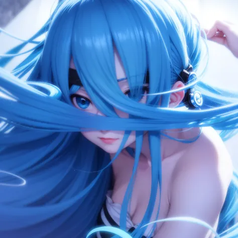 Blue Hair、Anime girl with a blindfold, anime art wallpaper 8 k, Anime Wallpaper 4K, Anime Wallpaper 4K, Anime Art Wallpaper 4K, Anime Art Wallpaper 4K, 4k anime wallpaper, the long flowing blue hair, Anime style4 K, Wallpaper Anime Blue Water, Ethereal Ani...