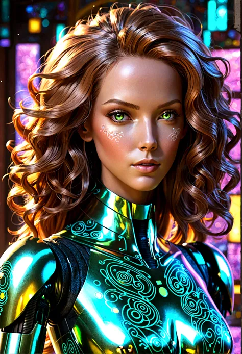  Female Android, android skin, big hair