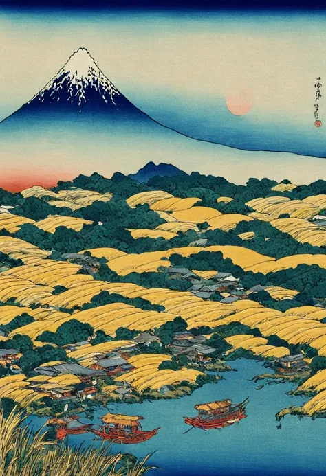 autumn harvest、rice、ukiyo-e