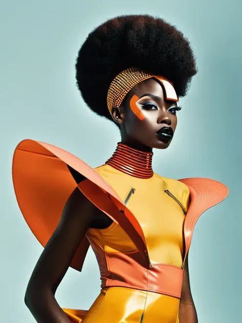 frofuturist mode photography, capturing the essence of afrocentric style and futuristic esthétique in stunning visual récits, mo...