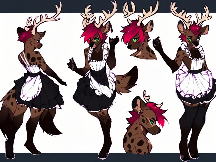 ((sfw)) solo, a cute anthro, (((half hyena half deer))), male, (cute snout:1.2) full body, ((by hyattlen, by fumiko, ((by zackar...