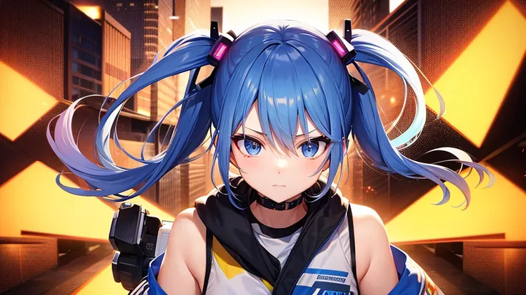 Twin-tail hair accessory, cyber style, cool, front-facing