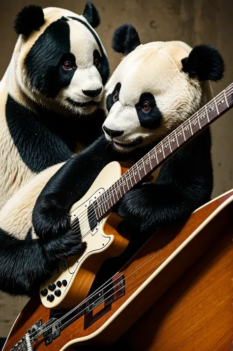 panda bear with guitar