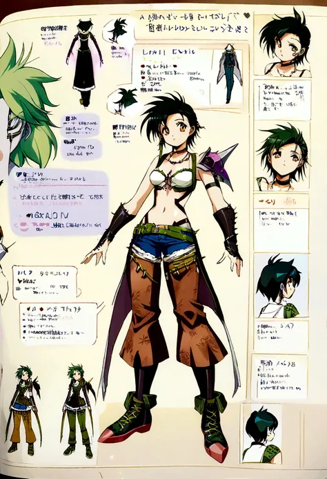 a soft anime style character, a chaotic medieval punk style teenager with powers of destruction, concept art, character sheet