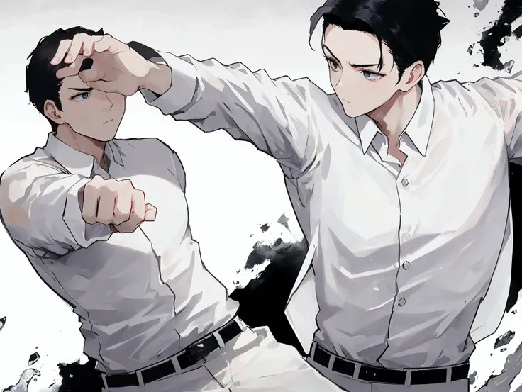 boy, punching, white  shirt