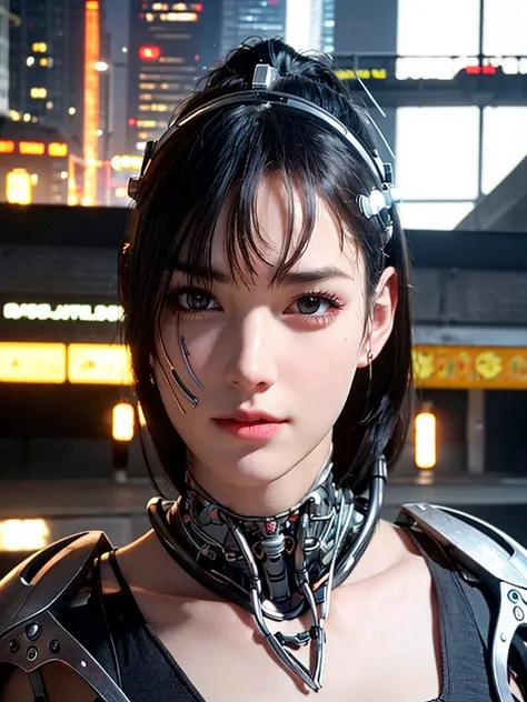 RAW shooting, Very detailed, man, cybernetic neck, (Cyborg: 1.5), The background is a destroyed city building., lively details, Elegant cyberpunk, hyper-realistic, Anatomy, elegant, 8K, best quality, Masterpiece, มีรายVery detailed, (realistic, photo-reali...