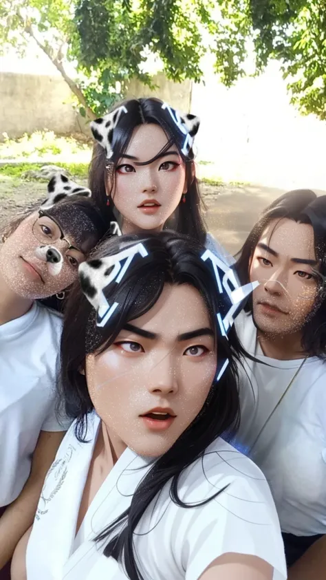 A contest of handsome Chinese boys and girls, whole body, combat stance, sharp eyes, Clear facial features, wearing hanfu, runes around, holographic reality, holographic halo, motion blur, game light effects, edge light, Luz outfit, movie edge light, delic...