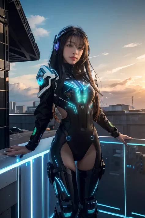 ((masterpiece, best quality, extremely detailed), volumetric lighting, ambient occlusion, colorful, glowing), 
1girl, solo, young girl, (dark hair), long hair, halo, aura, sacred, godness, cyber suit, (black outfit:1.3), android, bot, cybernetic wings,
out...