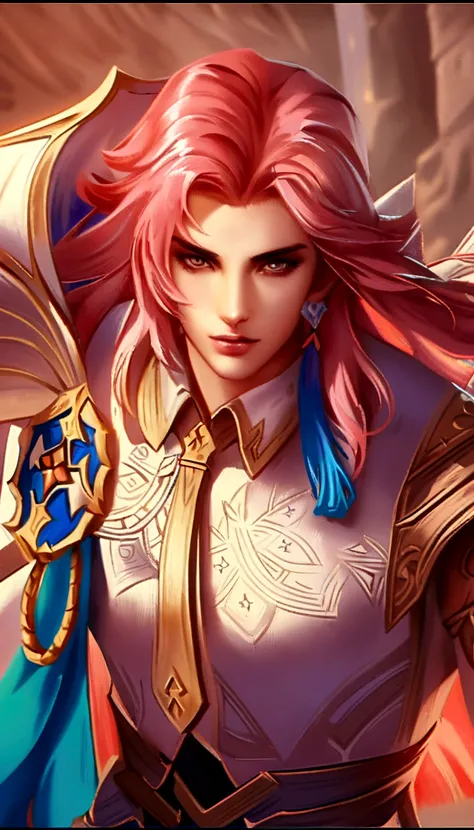 a close up of a woman with pink hair and a sword, portrait knights of zodiac girl, portrait of dragoon, casimir art, sakimichan frank franzzeta, heise jinyao, xianxia hero, a portrait of a male elf, sakimichan, 2. 5 d cgi anime fantasy artwork, beautiful m...