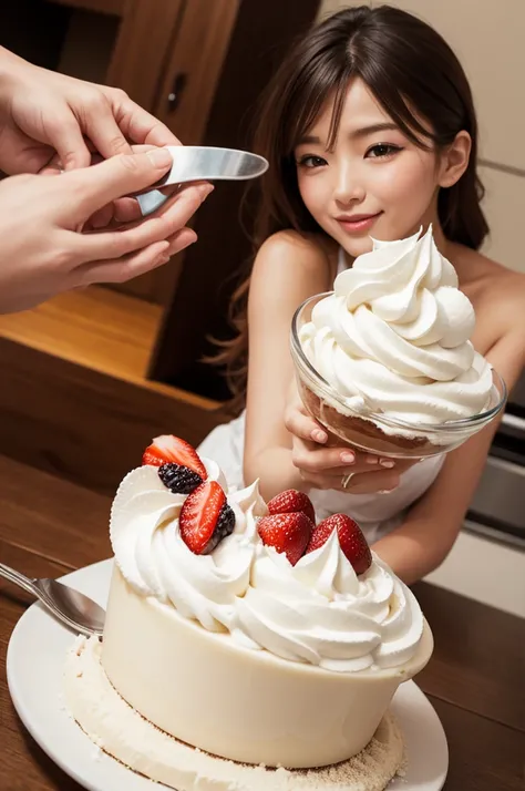 Dessert with whipped cream 