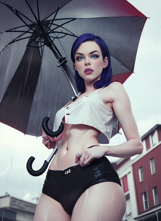 ((Stoya holding an umbrella:1.5))、(raining:1.4)、in the city、Close and distant views、(Highest quality、4K、8K、High resolution、masterpiece:1.2)、Super detailed、(Real、Photorealistic、Photorealistic:1.37)、Detailed、Beautiful sky、gloomy、Calm atmosphere、cloudy、Detail...