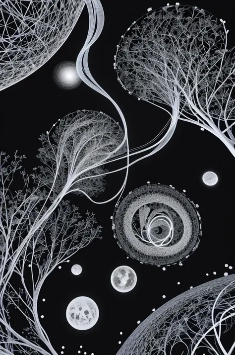 lhomme nest quune superposition de labyrinthes. Il y a à la base les méandres de lintestin, au sommet les circonvolutions du cerveau, et entre les deux le réseau infini des artères et des veines.  Illustration réaliste et en noir et blanc