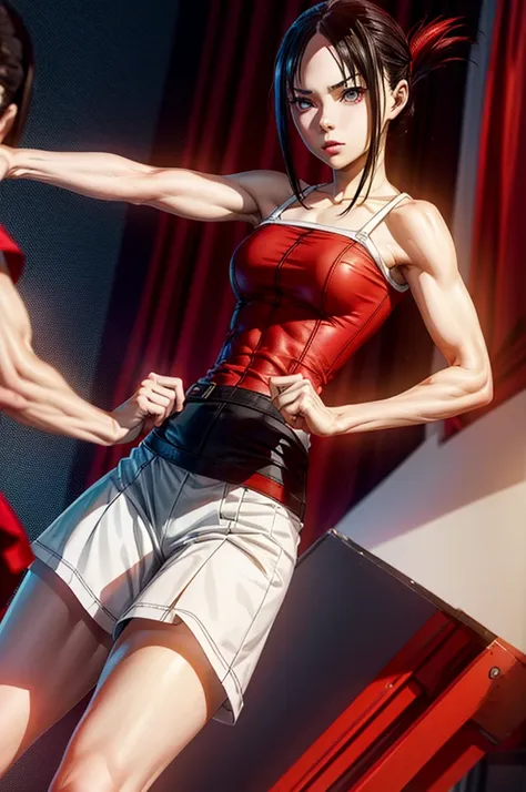 top quality picture, girl with red look, slim ((muscled body)), kaguya shinimya