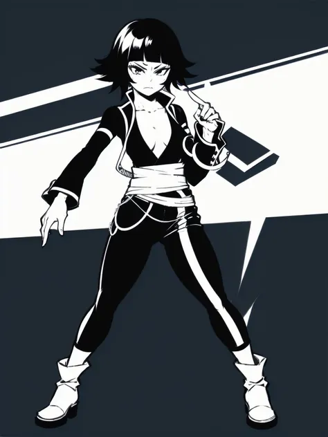 soi fon , sui feng
solo . fullbody . simple background , fitgirl , normal pose, standing , sfw , lineart , monochrome , ecchi