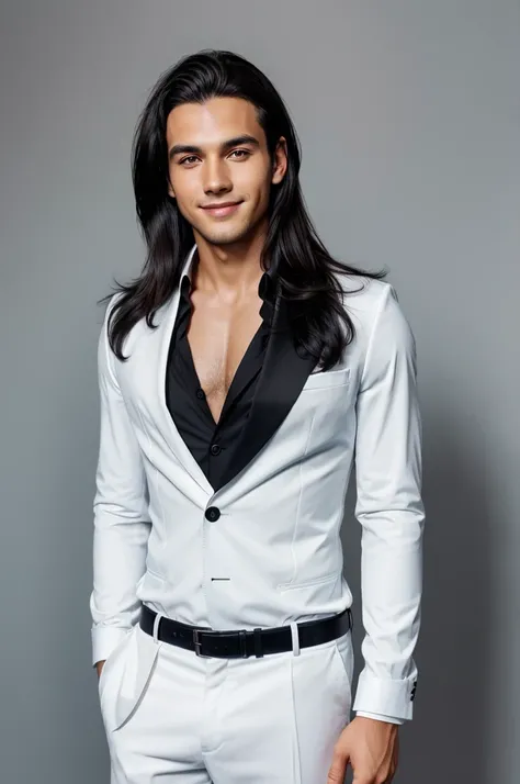 A young man with dark hair and a confident smile.He is dressed in a black blazer over a white shirt. The man is positioned against aqua colour backdrop with a subtle red lighting on the left side. And he posing for linkedin profile.