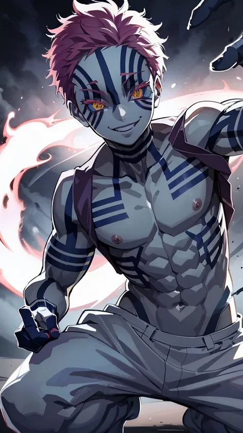 Akasa has no tattoos.., Smiling in NSFW positions ,man,3rd Waxing Demon ,Kimizunoyaba ,Excellent,Look at that scared face...,evil,Formidable,cold smile,(Set up the attack),The picture is detailed..,The fingers have beautiful details.,Not distorted.,fist,(f...