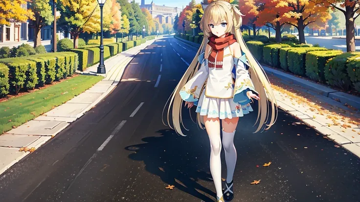 ((masterpiece)),(best quality),Official Art,Extremely detailed CG,Unity 8K wallpaper,Time magazine cover，Very detailed,Beautiful and delicate eyes,Extremely detailed face,1 girl,solitary,,(whole body:1.5),(small:1.3),Long red scarf，Walking in the park and ...