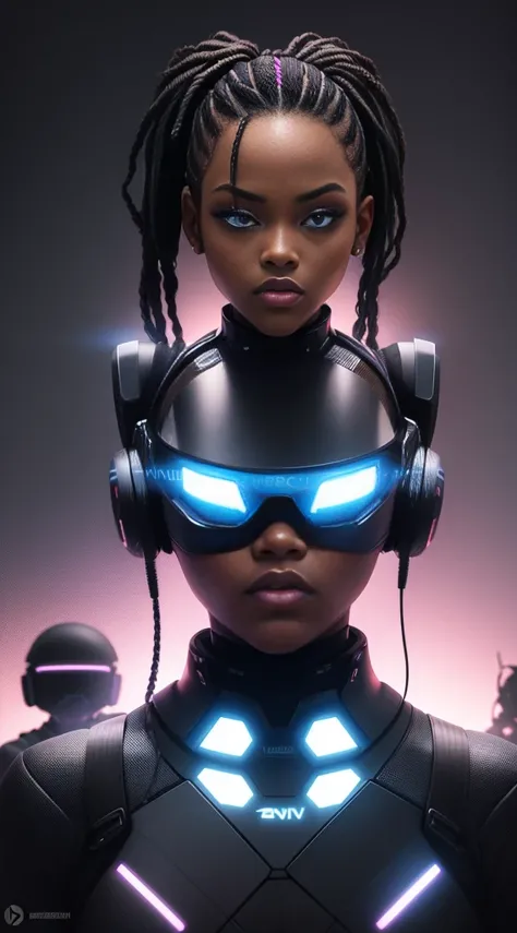 Cyberspace theme, American flag background, ebony avatar, cyberspace, wireframe, matrix, tron, minimal, abstract, virtual reality, black background, neon lights, virtual interface, looking at camera, (ebony), dreads, sexy, thic, vr headset 