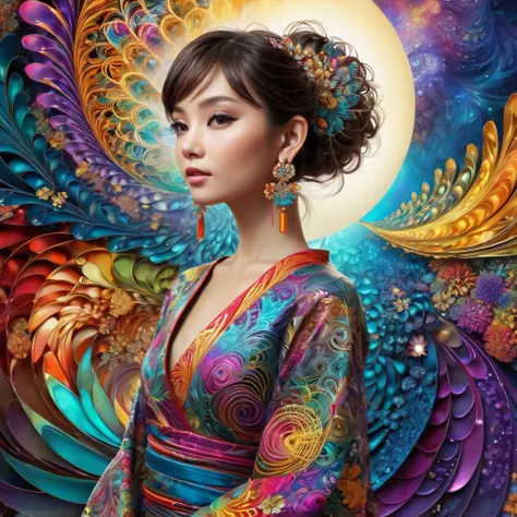 (masterpiece, top quality, best quality, official art, beautiful and aesthetic:1.2), (1girl:1.3), extremely detailed,(fractal art:1.1),(colorful:1.1),highest detailed,(zentangle:1.2), (dynamic pose), (abstract background:1.5), (japanese dress:1.2), (shiny ...