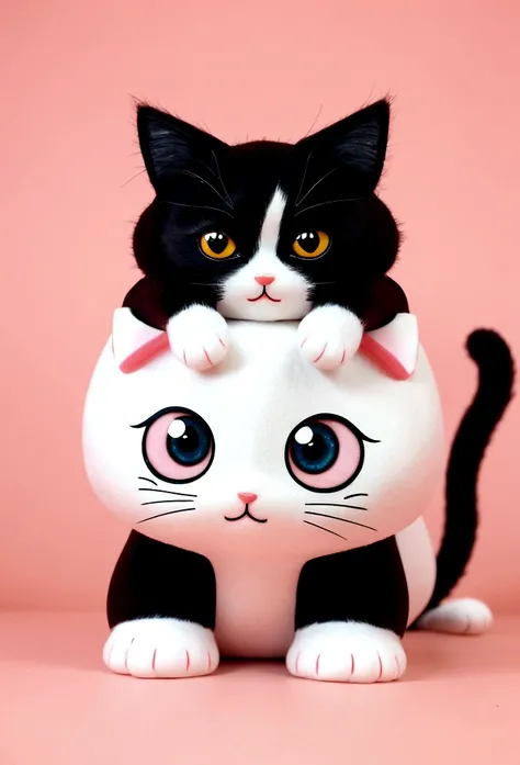 create a cute cat big bright eyes in 3d cartoon chibi style