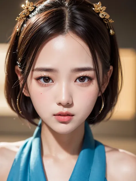 (gyeongsan:1.5), close up, masterpiece, best quality, raw photo, photorealistic, face, incredibly absurdres, beautiful girl, cute, short hair, depth of field, highres, ultra-detailed, finely detail, extremely detailed, extremely detailed eyes and face, sha...