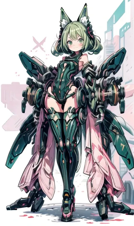  anime figure, figma,(detailed eyes))
1girl,((cat ears)),cat tail, ((long straight green hair:1.3)),big expressive neon green eyes,,expressive eyes,(((smile,blush wink))),(((full body:1.4))), ((mechanical full body suite, mecha)), feather robot wings,black...