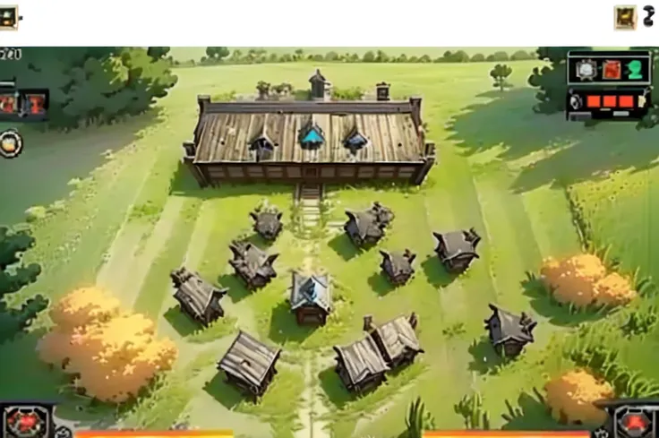 Close-up of a cartoon farm，There are a group of animals inside, Gameplay, Gameplay still, in Game Screenshot, Gameplay screenshot with ui, mobile game style, Gameplay screenshot, video Game Screenshot>, screenshot, mobile game, 2 d game, in-Game Screenshot...