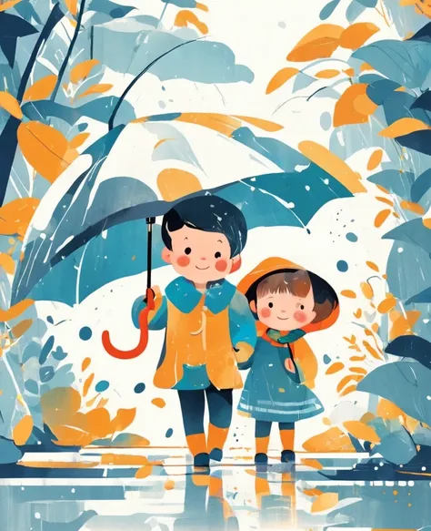 illustration，Umbrella，Child