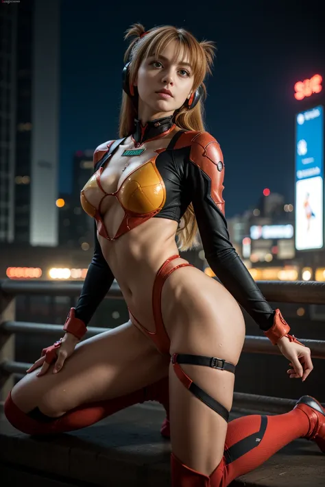 NSFW, naked, nude, open legs pose, naked pussy, sugarangley, Asuka Langley Soryu, (Souryu Asuka Langley:1.5), Blue eyes, hair between the eyes, headgear, interface headphones, Orange hair, two sides up,
Body Blake, long sleeves, plug-in suit, Red bow,
Nigh...