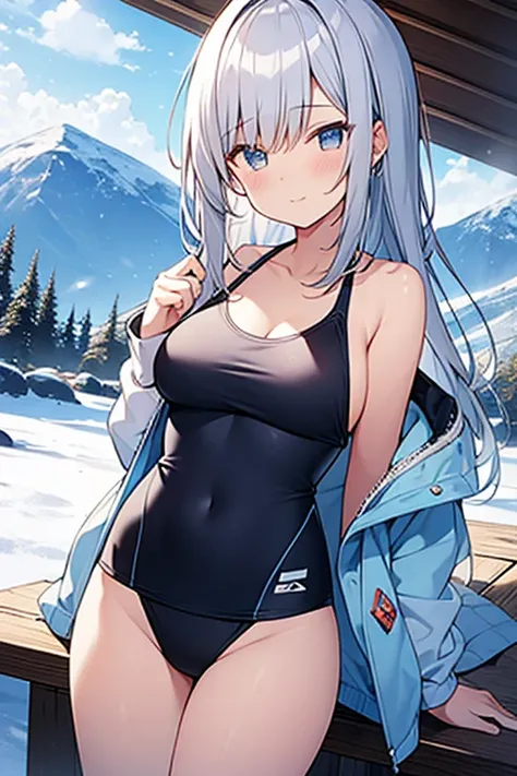 One Woman、Female Main、Snowy mountain in blizzard、Swimsuit、Swimsuit、Micro Bikini