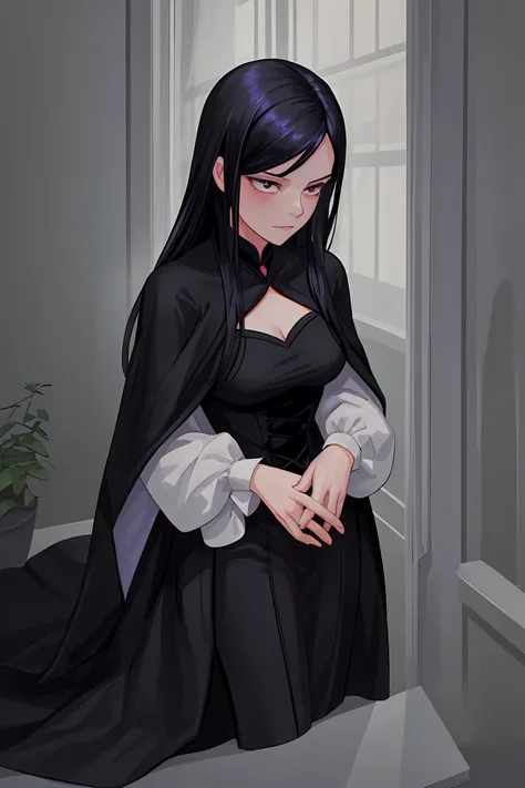 widow　Mourning clothes　Black Hair