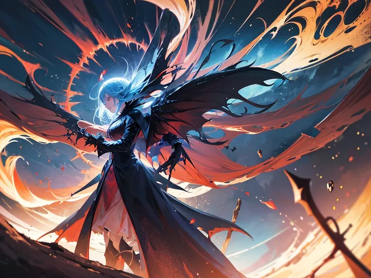 a demon lord rimuru tempest, demonic wings spread wide, floating in the air, dark fantasy, hyper detailed, intricate, masterpiece, 8k, photorealistic, dramatic lighting, cinematic composition, vibrant colors, powerful presence, majestic, awe-inspiring, eth...