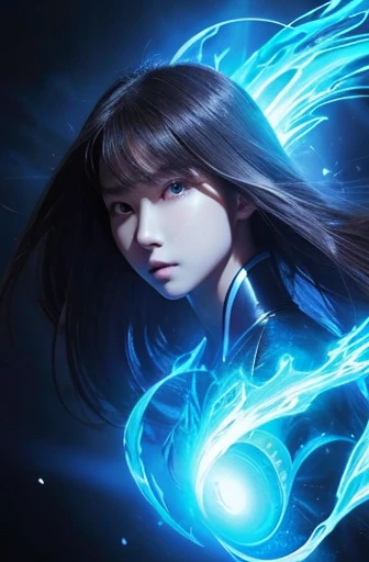 Ultra-detailed, Highest quality, A high-definition masterpiece depicting an inhuman shadow spirit imbued with blue energy.。Perfect Shadow。, High Quality Shading, Realistic,