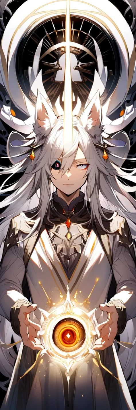 male、Fox、Animal ears、Silver Hair、Long Hair、and、One-eyed