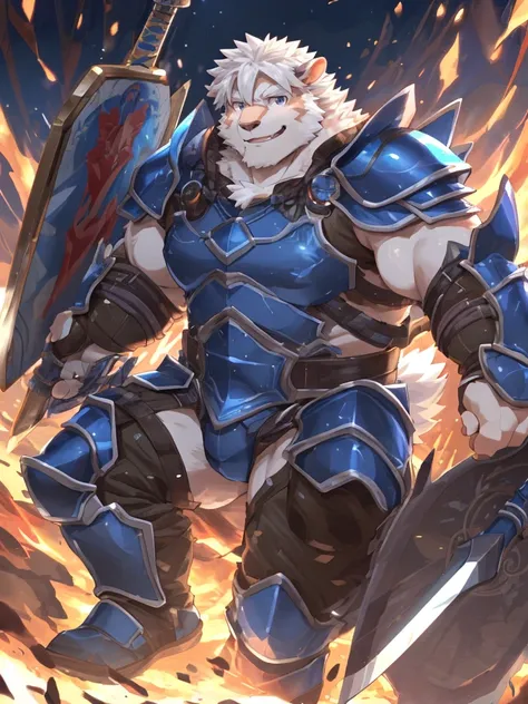 anthro, kemono, male, solo, ((oval face, very handsome face, thick beard)), ((endomorph body type, old-aged)), (high quality, highres, masterpiece), (dynamic lighting, vivid color), (generous smile), cartoon, (((a furry sheep))), (((white fur))), (((should...